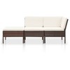 vidaXL 3 Piece Patio Lounge Set with Cushions Poly Rattan Brown - 2 of 4