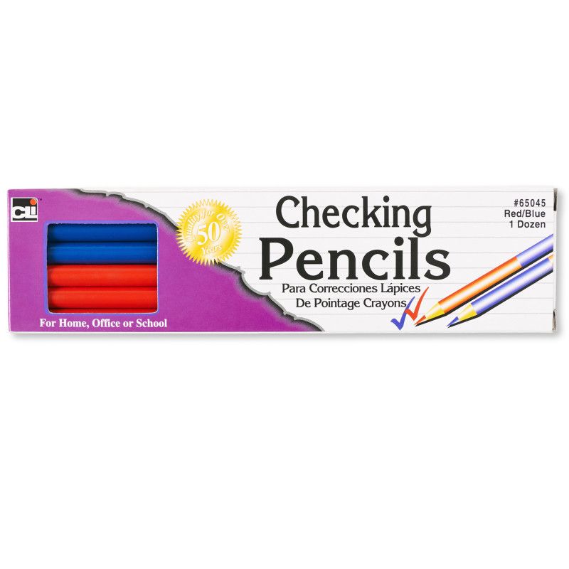Charles Leonard Checking Pencil, Combination Red and Blue Colored Leads, Box of 12, 1 of 2