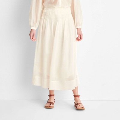 Women's High-Rise Pleated Drop Waist Ankle Skirt - Future Collective Cream 4