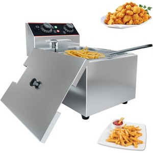 Acekool 6L Commercial Deep Fryer, Countertop Electric Fryer with Basket & Lid, Adjustable Temp Control, Stainless Steel for Restaurant & Home - 1 of 4