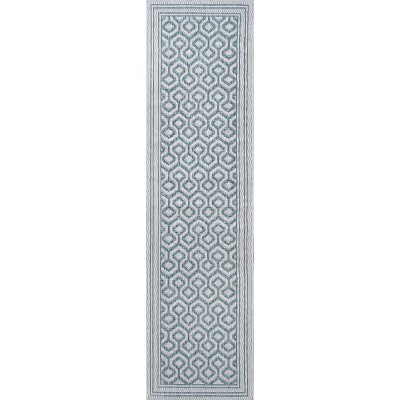 Mediterranean Elegance Gray Synthetic 2x8 Indoor/Outdoor Rug