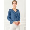 INSPIRE CHIC Women's Office Work Ruffle V Neck Long Sleeve Chiffon Peasant Blouse - 2 of 4