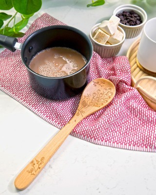 12" Beechwood Mixing Spoon with Peacock Design