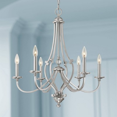 Elegant Brushed Nickel 6-Light Chandelier with Crystal Accents