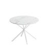 42.13 Inches Modern Round Dining Table With Metal Cross Leg, Detachable White Marble Desktop Occasional Table, Living Room Furniture, Matte Finish - 3 of 4