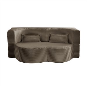 XINGHANZHENXUAN Modern Floor Sofa with 2 Pillows, Full Size Plush Corduroy Foldable Mattress for Living Room - 1 of 4