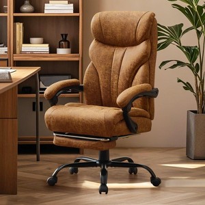 Ergonomic Office Chair, High Back Leather Executive Chair with Adjustable Height & Flip-Up Armrests, Swivel Computer Chair for Home Office - 1 of 4