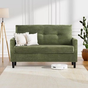 Dyonery 50" Small Loveseat Sofa, Comfy Corduroy Couch with Thick Cushions, Tool-Free Assembly Loveseat for Bedroom, Living Room - 1 of 4