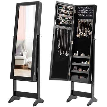 Costway Jewelry Mirrored Cabinet Armoire Organizer Storage Box w/ Stand Christmas Gift