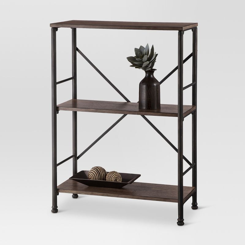 37.8" Mixed Material 2 Shelf Bookcase Brown - Threshold&#8482;, 4 of 5