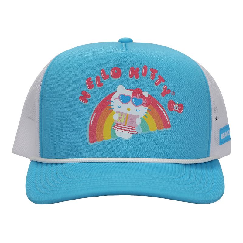 Hello Kitty Rainbow Pool Float Men's Light Blue Foam Trucker Hat, 2 of 7