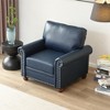 PU Leather Sofa with Nailhead Trim, Rolled Arms, and Rubber Wood Legs – Classic Upholstered Sofa Couch for Living Room - HABITRIO - 3 of 4