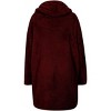 Coolmee Women's Long Cardigans Lapel Collar Open Front Fuzzy Fleece Coats Faux Fur Solid Loose Fit Warm Winter Outwear Jackets L Jujube Red - 3 of 4