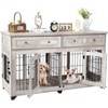Dog Crate Furniture with Drawers, 58in Wooden Dog Kennel TV Stand, Furniture Style End Table with Storage, 2-Room Crate for Large Breeds Gray - 4 of 4