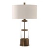 Uttermost Vaiga Glass Column Lamp – Hammered Clear Glass with Antique Brass Accents and Linen Drum Shade, 30.5" - 4 of 4