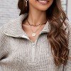 Clearlove Pullover Sweaters for Women Loose Quarter Zip Sweater Turtleneck Long Sleeve Cable Knit Winter Clothes - 4 of 4