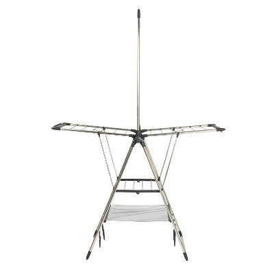 Multi-Tier Silver Stainless Steel Laundry Drying Rack with T Bar