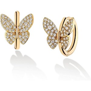 Cubic Zirconia Huggie Earrings 14k Gold Plated Tiny Earrings Small Huggie Hoop Earrings Simple Lightweight Hoops Gift for Women - 1 of 4