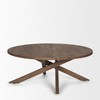 HomeRoots 42" Brown Solid Wood Round Cross Legs Coffee Table - 4 of 4