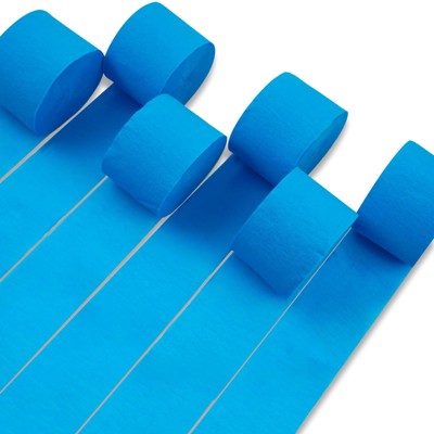 PartyWoo Crepe Paper Streamers Blue Sky Light 6 Rolls 492 ft 1.8 Inch x 82 Ft Rolls