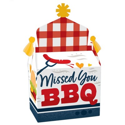 Big Dot of Happiness Missed You BBQ - Treat Box Party Favors - Backyard Summer Picnic Party Goodie Gable Boxes - Set of 12