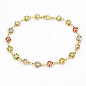 RMZ GOLD NYC 18K GOLD FILLED HIGH POLISH FINSH GOLD MULTI COLOR CRYSTAL ANKLET - 1 of 4