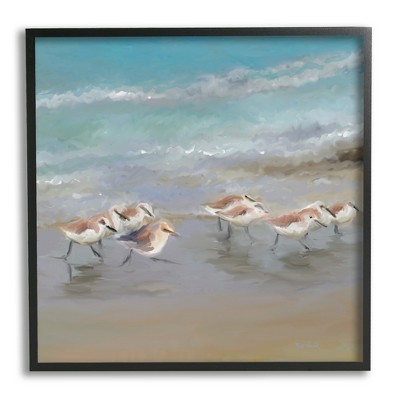 Stupell Industries Coastal Sandpipers Beach Waves Shore Framed Giclee Art