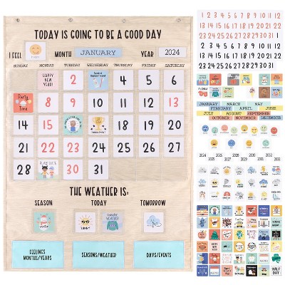 The Peanutshell Today Is A Good Day Educational Wall Calendar with Activities for Preschoolers Ages 3+, Jumbo Size 28"x38", Wood Grain, 195 Pieces