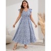 Plus Size Sleeveless Floral Hem Pocket Long Dress for Women Summer Casual Boho Maxi Dress - 3 of 4