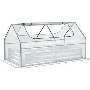 6 x 3 x 1ft Raised Garden Bed with Mini Greenhouse, Galvanized Raised Garden Bed with Cover for Herbs and Vegetables, Small Greenhouse - 1 of 4