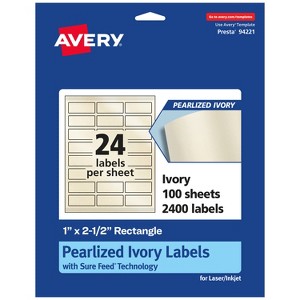 Avery Pearlized Ivory Rectangle Labels with Sure Feed Technology, 1" x 2.5" - 1 of 4