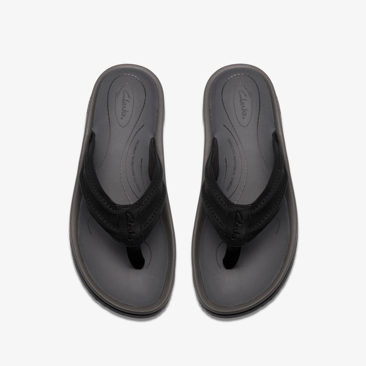Clarks Mens Wesley Surf Black Leather Sandals - thumbnail 6