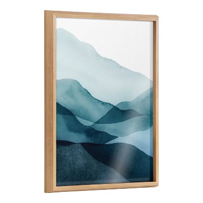 18" x 24" Blake Blue Mountain Range Framed Printed Glass by Amy Lighthall - Kate & Laurel All Things Decor