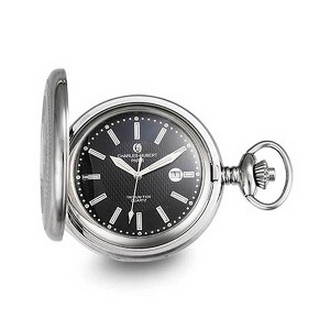Black Bow Jewelry Charles Hubert Stainless Steel Black Dial Tritium Quartz Pocket Watch - 1 of 4