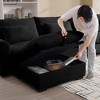 MYINDA  Sectional Sofa Comfy Corduroy Couch for Living Room, Deep Couches with Storage Ottoman,Black - 3 of 4