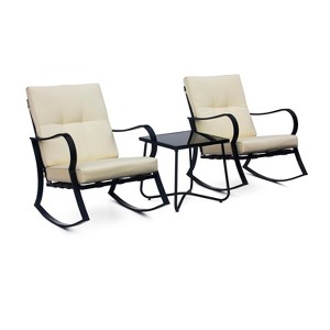 Saint Birch 3-piece set Rocking Chairs with End Table, Beige - 1 of 4