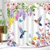Watercolor Flower Hummingbird Shower Curtain, 72x72 Inch, 12 Hooks, Waterproof Fabric, Modern Bathroom Decor - 4 of 4