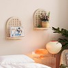 Attop Rattan Shelves Set of 2, 7 Inch Natural Rattan Shelves with Wicker Trim, Bohemian Style Wall Decor Small Floating Shelves, Mini Shelves - 2 of 4