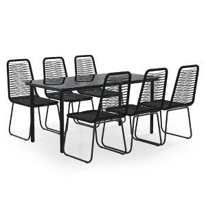 vidaXL Patio Dining Set Outdoor Dining Set Garden Table and Chair Set Black - 63" Table Length 6 - 1 of 4