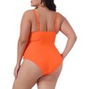 Agnes Orinda Women's Plus Size Ruched Padded Slimming V Neck High Waist One Piece Swimsuit - 4 of 4