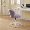 Adjustable Home Office Chair with Swivel Base, Faux Rabbit Fur Vanity Chair, Ergonomic Desk Chair with Wheels-The Pop Home - 4 of 4