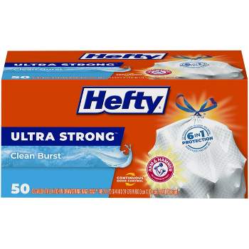 Hefty Ultra Strong Tall Kitchen Drawstring Trash Bags - Clean Burst Scent - 13 Gallon - 50ct