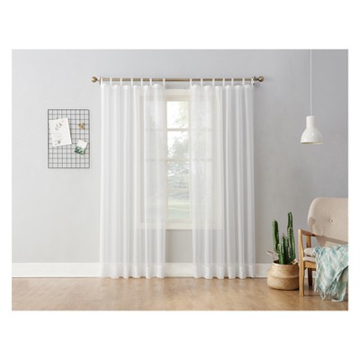 White Sheer Tab Top Polyester Curtain Panel