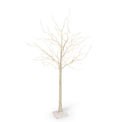 GIL 70.87-Inch High Electric Icy White Tree with 88 Warm White Micro LED Lights