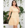 Clearlove Plus Size Dress Women's Plus Size Floral V-Neck Dress Short Sleeve Knee Length A-line Mini Dresses - 4 of 4