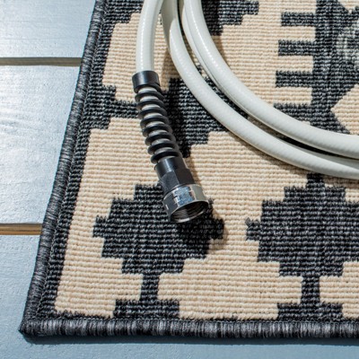 Gray and Ivory Geometric Indoor/Outdoor Area Rug