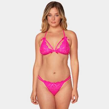 Smart & Sexy Women's Matching Bra And Panty Lingerie Set Metallic Pink  Sequin Small/medium : Target
