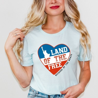 Simply Sage Market Land Of The Free Heart Short Sleeve Tee - M - Ice Blue