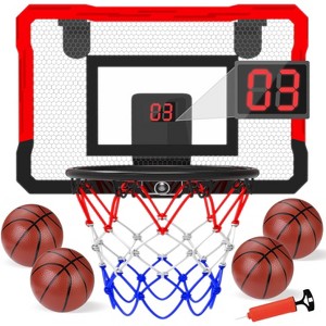 Skirfy Mini Indoor Basketball Hoop for Kids with Electronic Scoreboard, Over-the-Door Basketball Hoop Toy with Foldable Rim,  Boys Ages3+ - 1 of 4