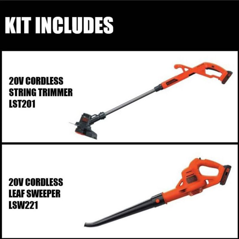Black & Decker LCC222 20V MAX Lithium-Ion Cordless String Trimmer and Sweeper Combo Kit with (2) Batteries (1.5 Ah), 2 of 10